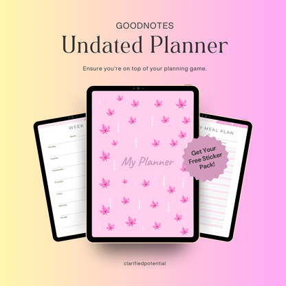 Undated Digital Planner for GoodNotes | Pink