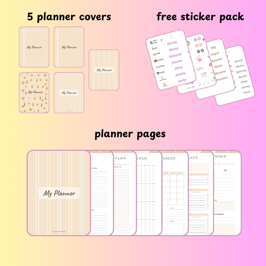 Undated Digital Planner for GoodNotes | Light Brown